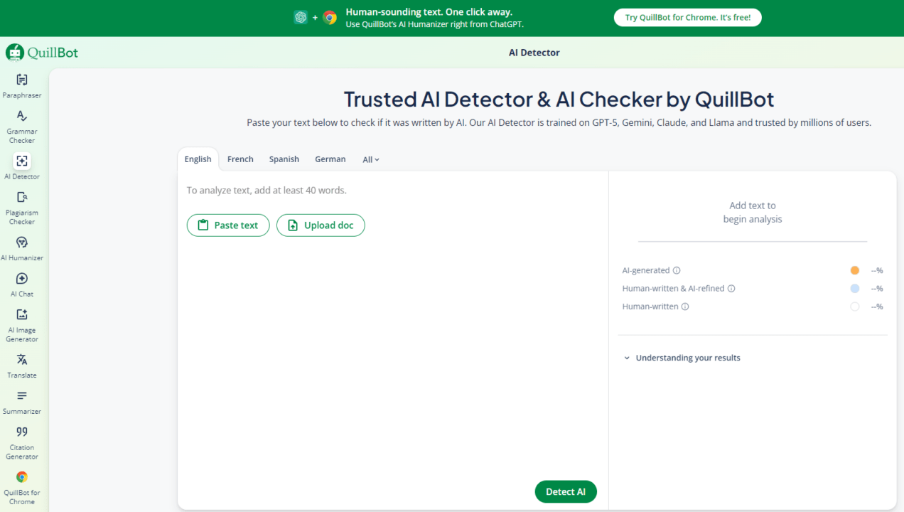 Présentation du détecteur d’IA QuillBot : fonctionnement et contexte d’utilisation 2026